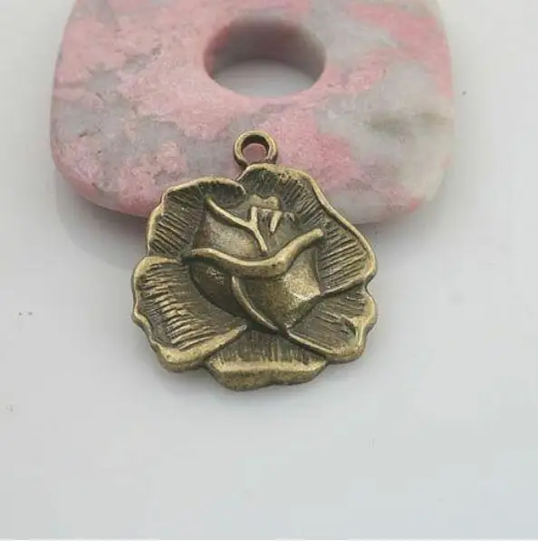 

10pcs antiqued bronze color flower design pendant charm G1776
