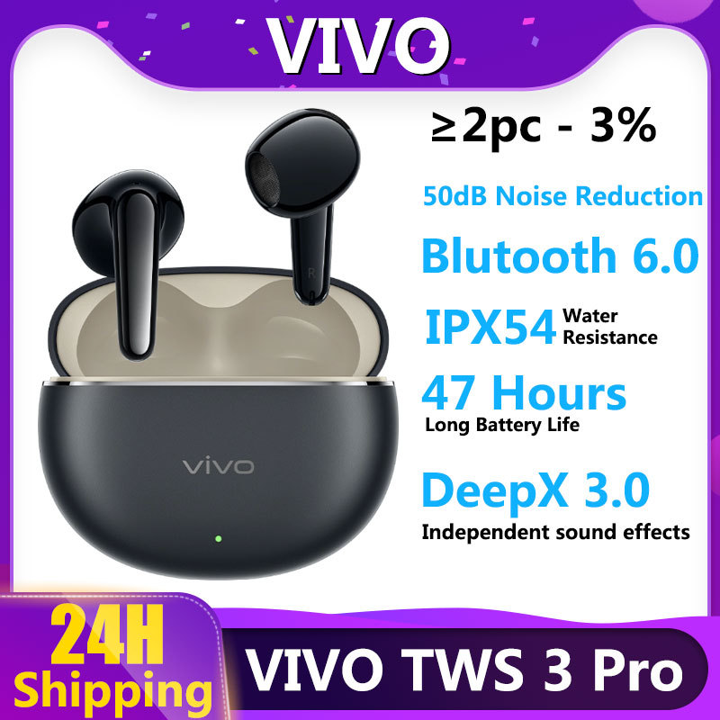 VIVO TWS Air 3 Pro 50dB Active Noise Cancelling TWS Earphone Bluetooth 6.0 47 Hours Battery Life True Wireless Headphone IP54