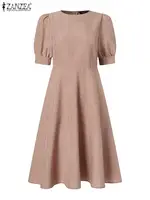 ZANZEA Elegant Summer Office Work Dress Women Half Sleeve Slim A-line Vestidos Fashion Solid Knee-length Sundress Robe Femme - Image 4