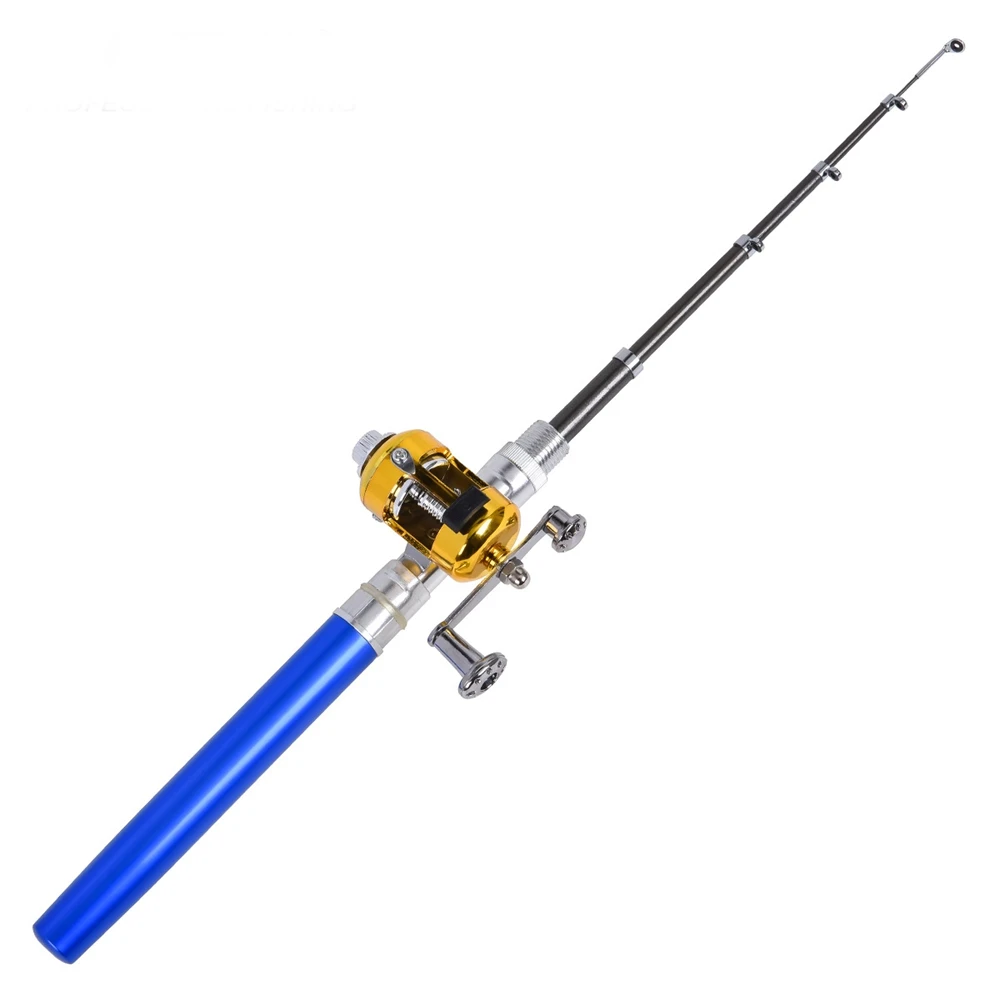 Pen Type Portable Ice Fishing Rod and Drum Spinning Wheel Two-piece 1Set  Outdoor Camping Winter Sea Equipment Pocket FRP Y4515