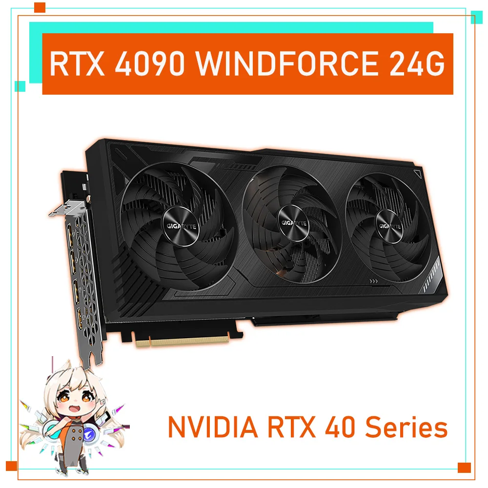 

NVIDIA RTX 40 Series Gigabyte RTX 4090 WINDFORCE 24G RTX4090 Graphics GDDR6X 21000MHz RTX 4090 GPU Support AMD Intel CPU 2520MHz