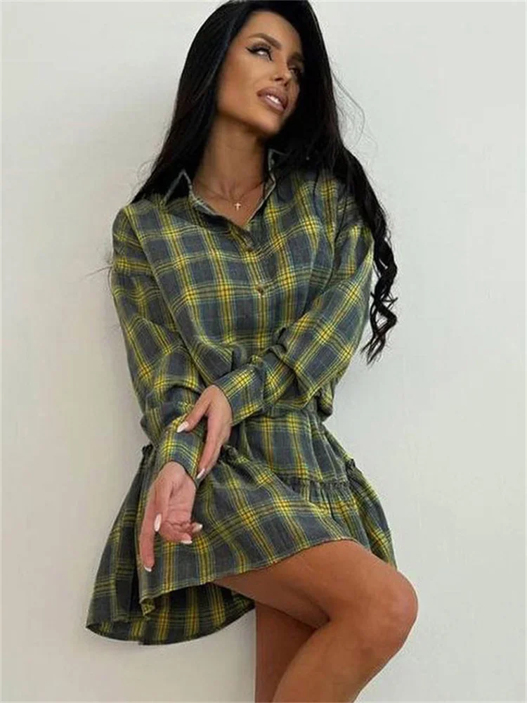 Female 2 Piece-Set Pleated Skirts Fashion Contrast Lapel High Waist Spring 2025 Shirts Outfits Women's Mini Skirt Sets New