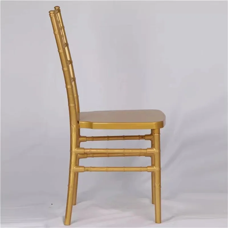 100 Pcs Wholesale Gold Tiffany Resin Plastics Material Detachable Chiavari Chair For Wedding Banquet Hotel Dining Chair