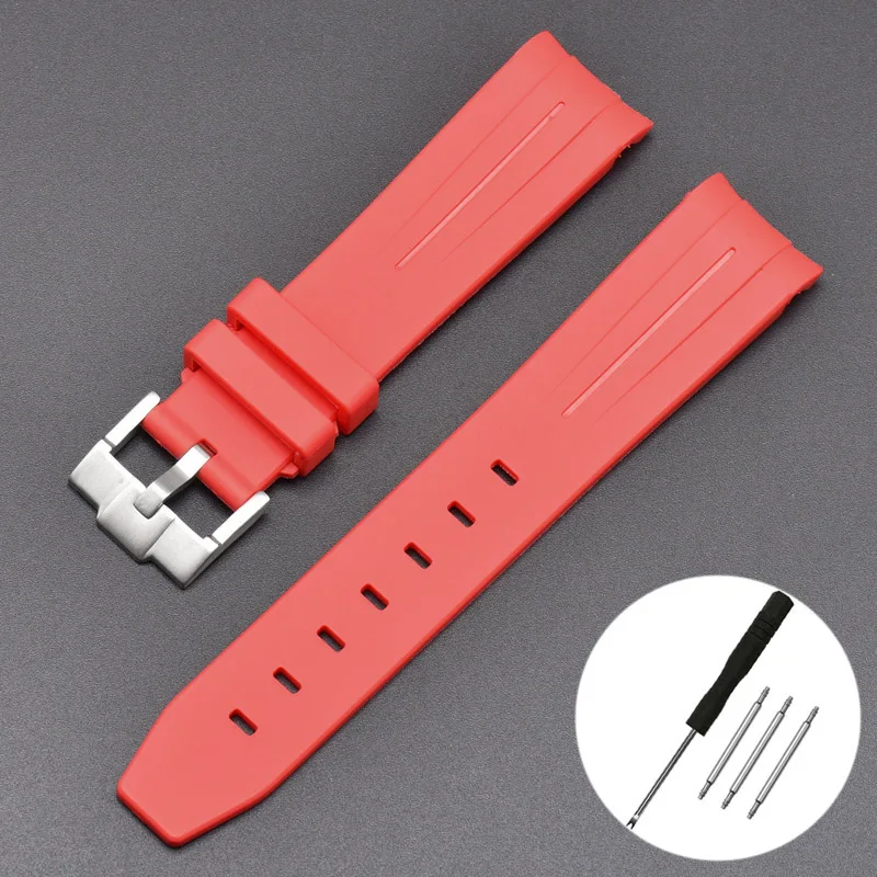 20mm Curved End Waterproof Rubber Sports Watch Strap