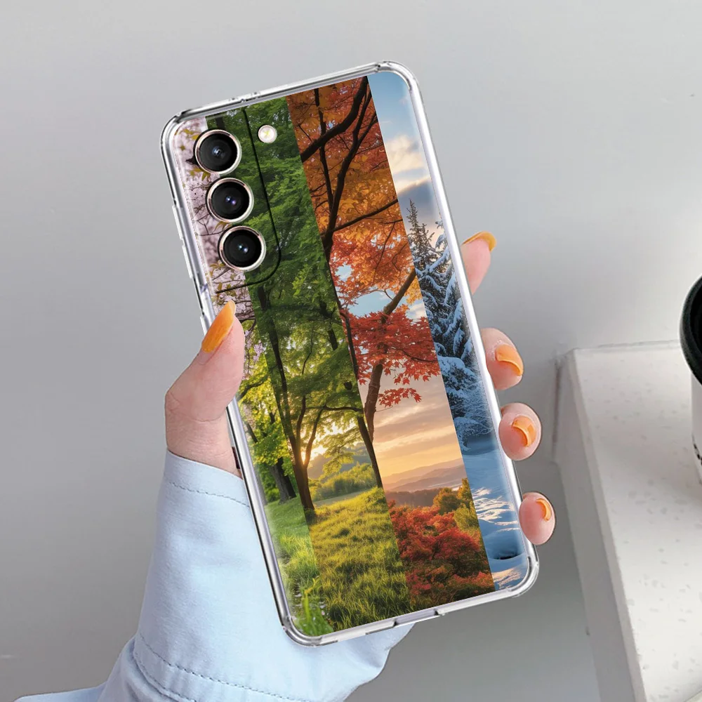 Nature-Inspired Clear Soft Phone Case with Forest Tree Design