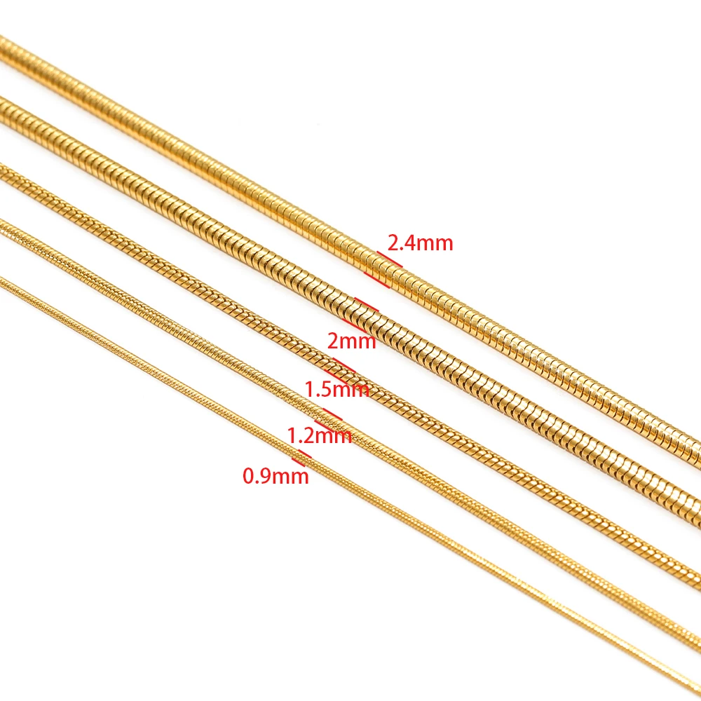 2 Meter 18 Karat Gold Edelstahl Runde Schlangenketten für DIY Modeschmuck Ohrringe Herstellung Halskette Armband Zubehör Großhandel – Detail 5