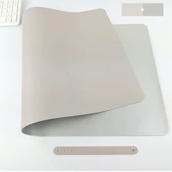 Large Waterproof PU Leather Desk Mat and Mouse Pad - 80x40 cm (Silver grey)