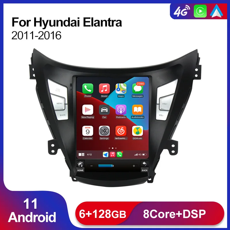 Автомобильный радиоплеер 6G + 128G Android 11 DSP для Hyundai Elantra I35 Avante MD 2011 2012-2016 GPS навигация