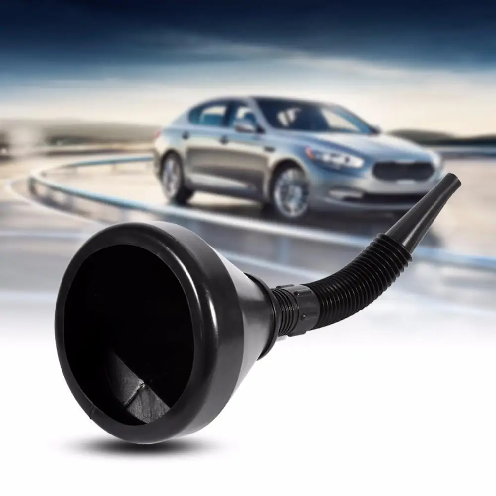 2 in 1 Plastic Funnel Spout Black Car Motorcycle Flexible Funnel Spout Mesh Screen Strainer Oil Gas Water Fuel Gasoline Diesel