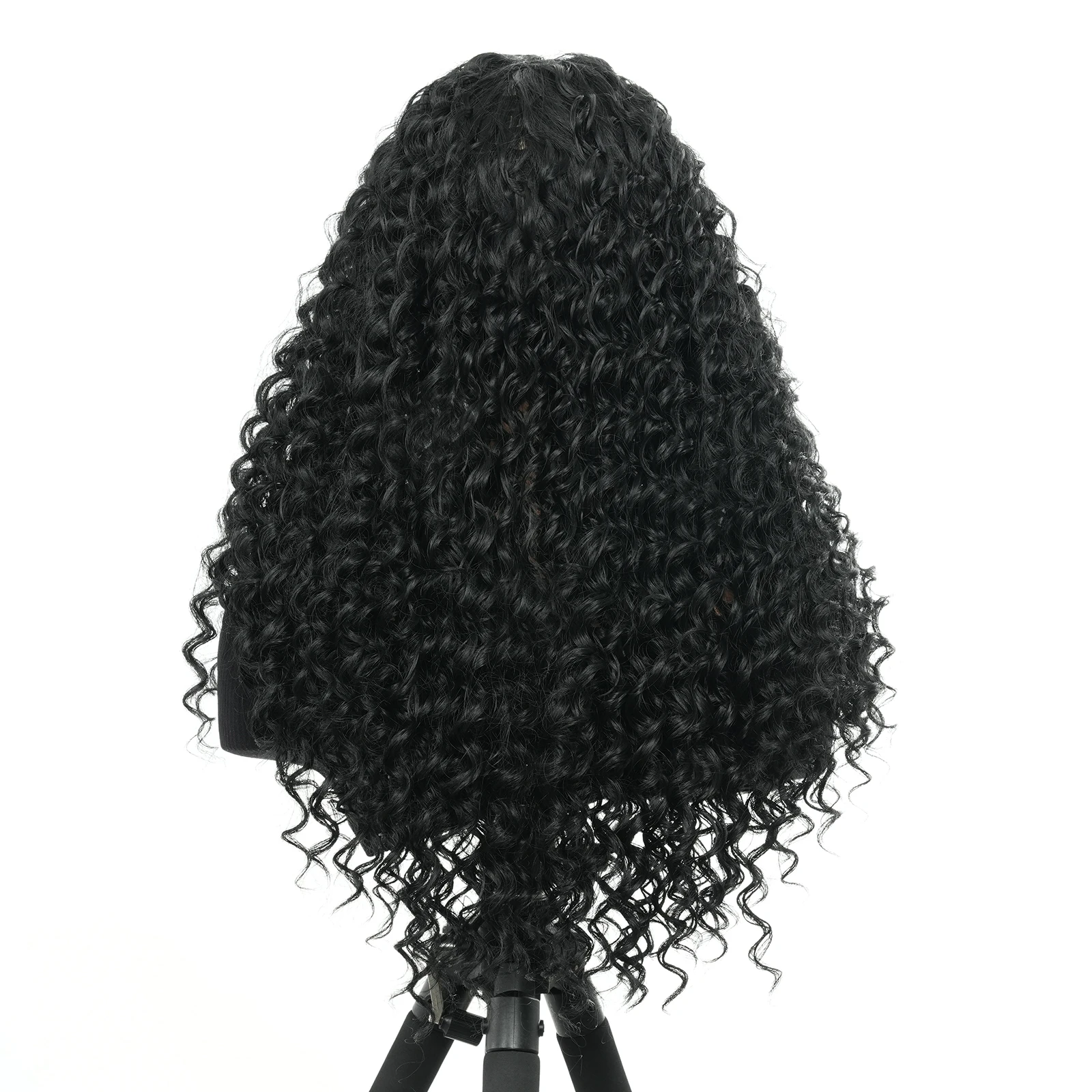 여성용 검은 곱슬 합성 가발, 아프로 내츄럴 데일리 코스프레, 고온 섬유 사용, 중간 크기, 유럽 및 미국, 20 인치