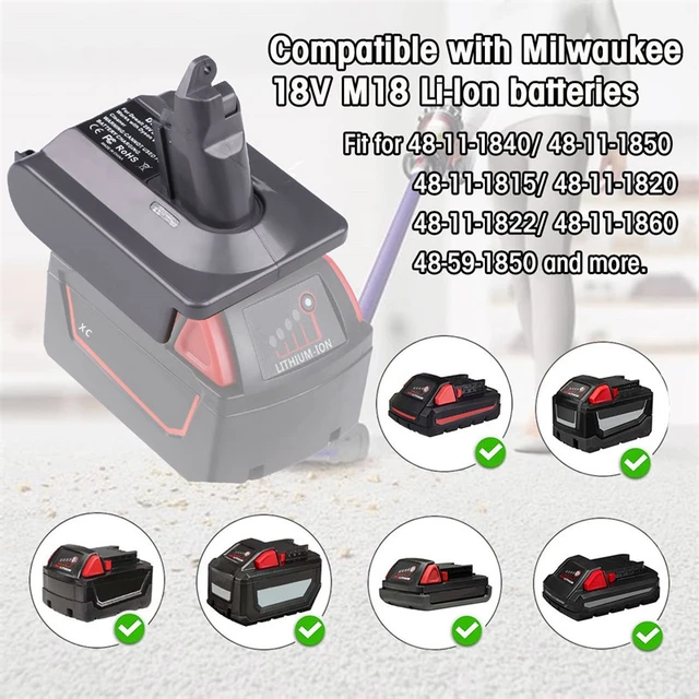 Battery Converter Adapter For Makita 18V Lithium Battery Convert to For Dyson  V6/V7/V8/Type A/Type B Vacuum Cleaner Converter - AliExpress