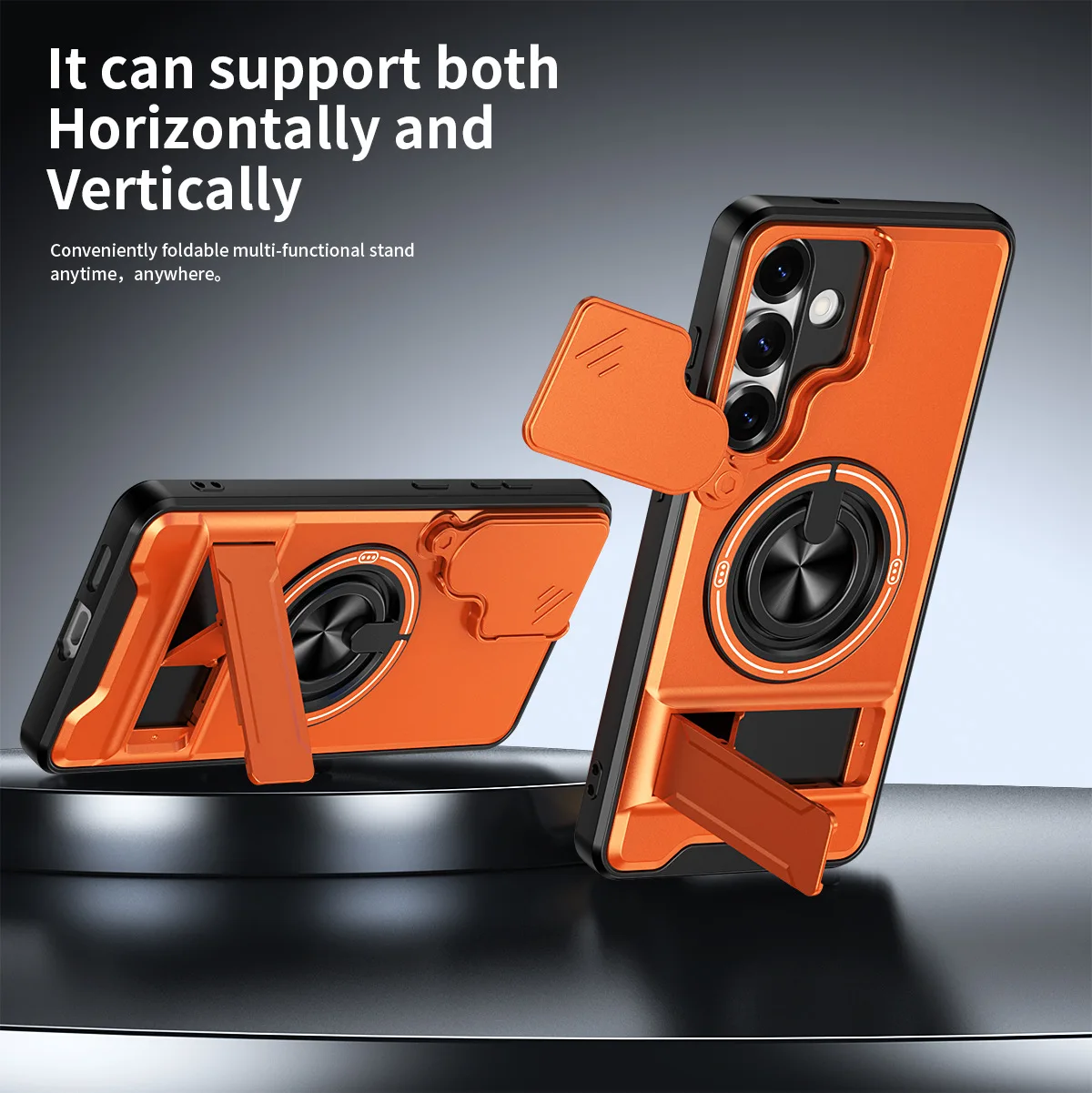Rugged Military Armor Phone Case with Magnetic Car Mount and Foldable Holder