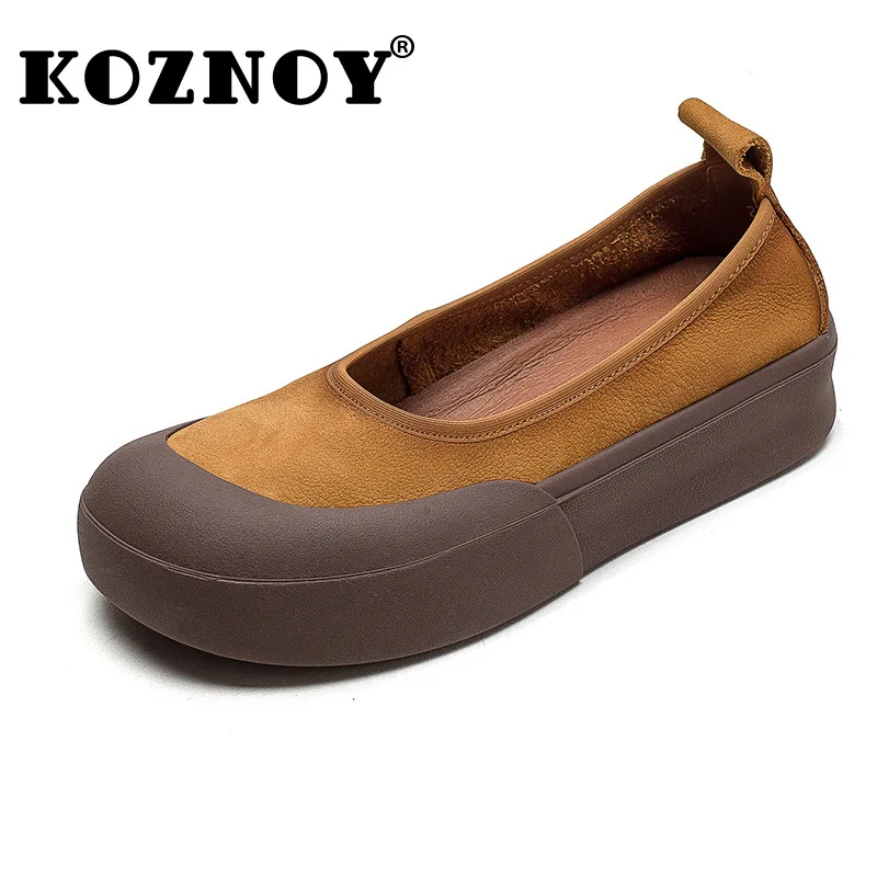 

Koznoy Woman Moccasin 3.5cm Cow Suede Genuine Leather Comfy Soft Soled Summer Ethnic Elegance Luxury Flats Ladies Shallow Hoes