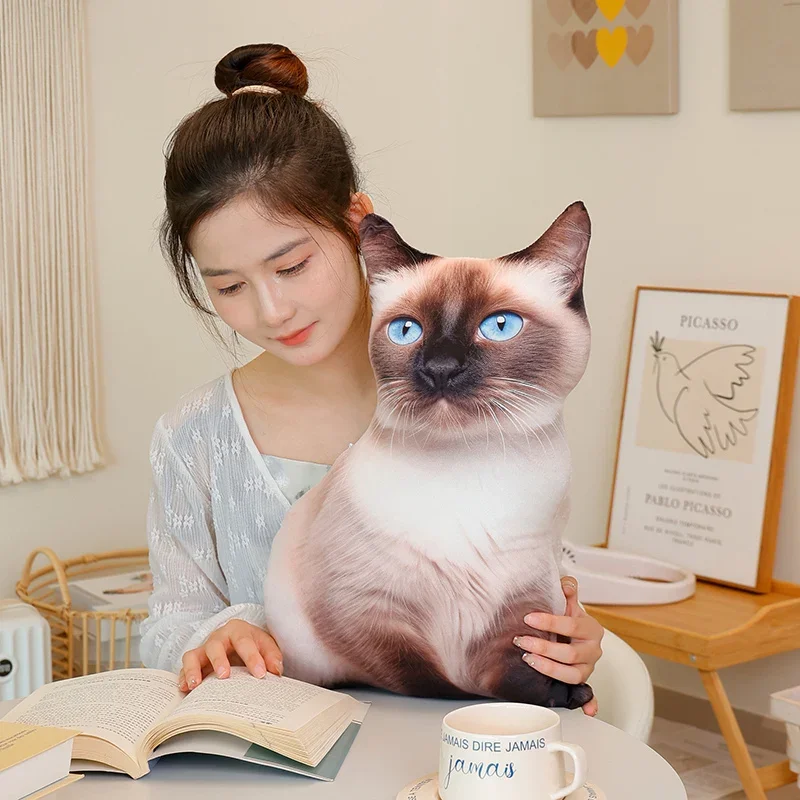 Lifelike 3D Cat Plush Toy Stuffed Soft Animal Doll Simulation Sleep Pillow Sofa Cushion Cartoon Home Decor Gift