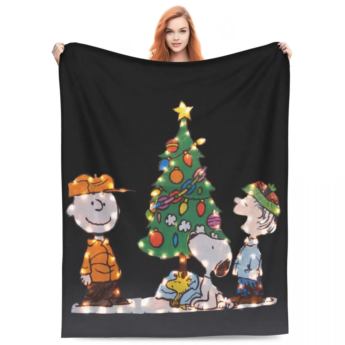 thumbnail image 1 of Mantas de franela con Snoopy y Charlie Brown celebrando la Navidad, manta cálida para exteriores, viajes, oficina, colcha, funda de cama, 1 of 5