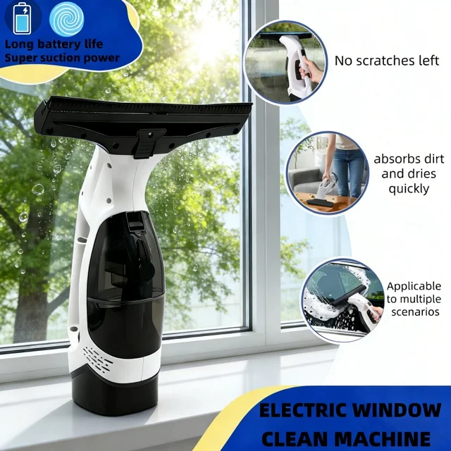 Cordless Handheld Electric Window Cleaner Multifunctional USB  Portable Glass Cleaning Tool Kit With Removable Water Tank