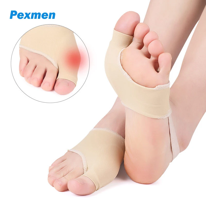 Pexmen 2Pcs Bunion Corrector Big Toe Protector Pain Relief Hallux Valgus Splint Pads Cushion Brace Sleeve Toes Separator 2pcs arch support sleeve cushioned soft elastic gel pad fabric arch socks for flat foot pain relief plantar fasciitis heel spurs