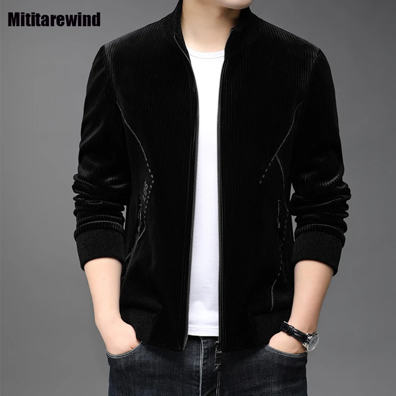 

2023 Spring Autumn New Mens Jacket Daily Simple Casual Jackets for Men Stand Collar Zipper Black Coats Fashion New in Outerwears