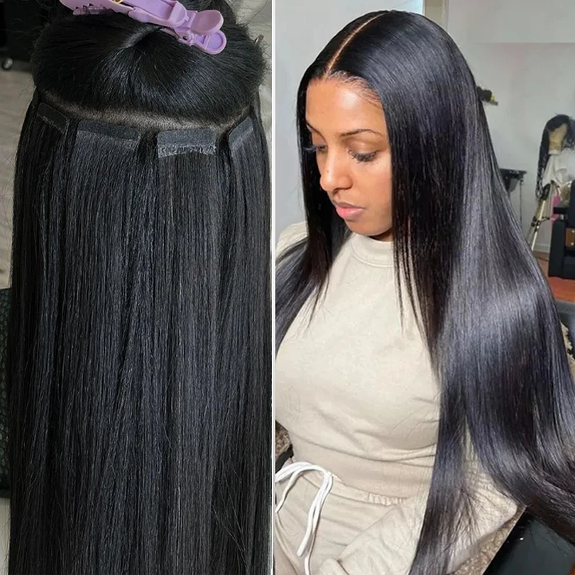 Natural Hair Extensions Human Tape 40 Straight Tape Ins Hair