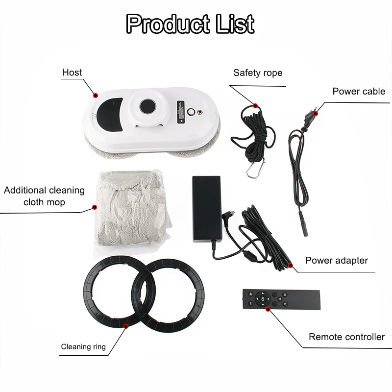 110V/220V Window Cleaning Robot Smart Anti-Fall Remote Control Electric Automatic Glass Vacuum Cleaner Brush Washer Glass Wiper 3