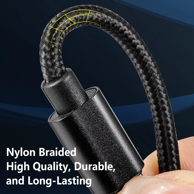 New 5A 66W Nylon Fast Charging USB-C to USB-C Cable - Available in 1m, 2m, and 3m Lengths