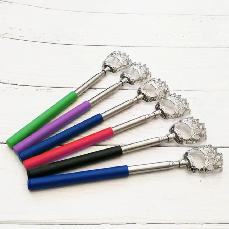 200pcs Bear Claw Type Stainless Steel Back Scratcher With Cushion Stretch Grip Handle Extending Extendable Pet Cat Dog Cleaning