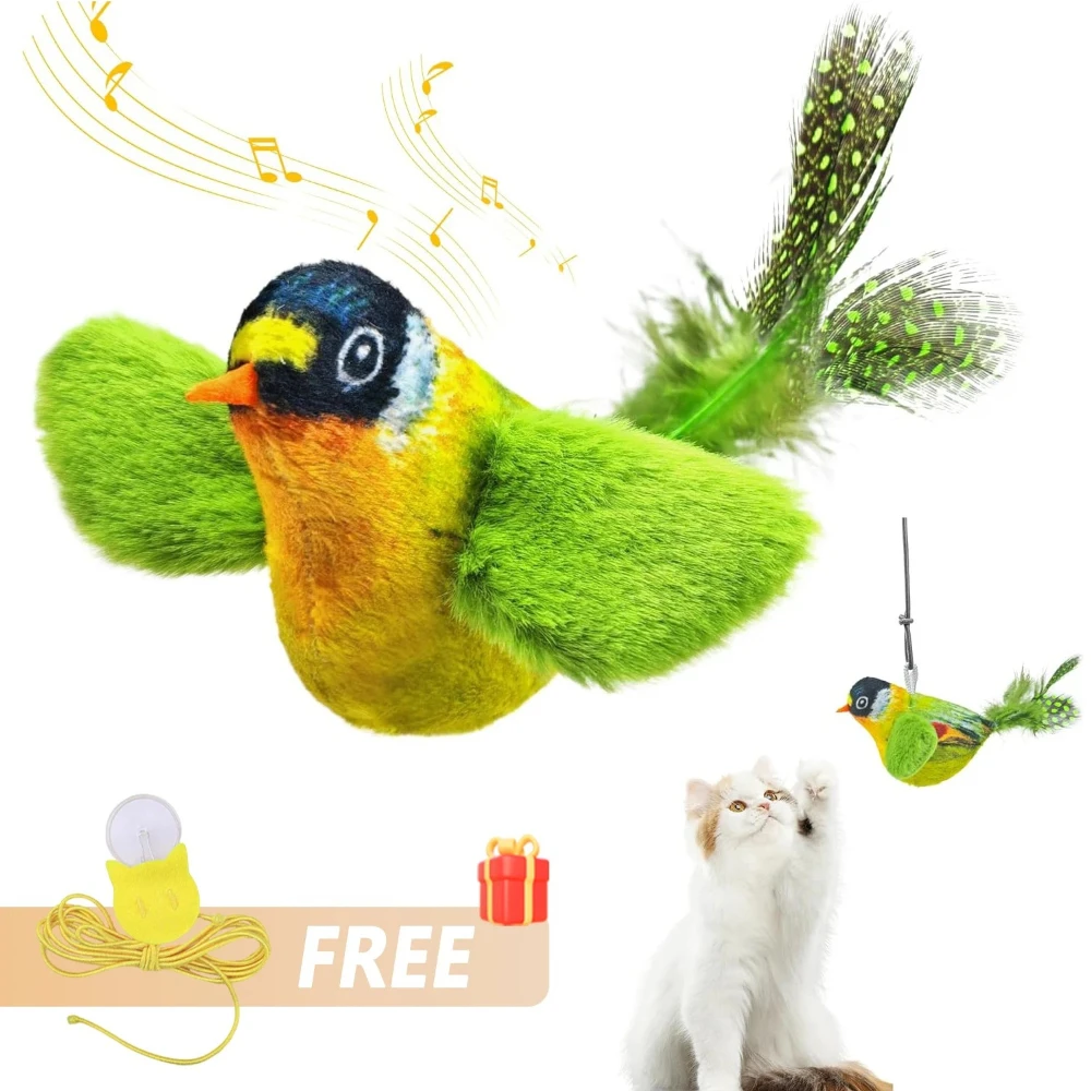 Interactive Indoor Cat Bird Toy with Sound and Catnip
