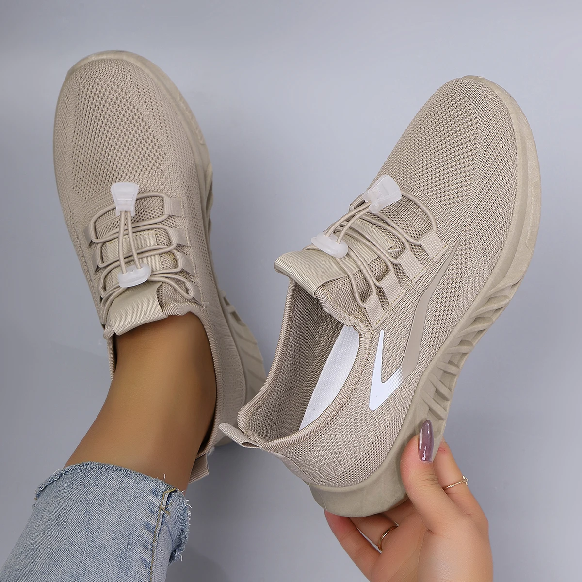 أحذية نسائية صيفية مسطحة من القماش الشبكي قابلة للتنفس، أحذية نسائية كاجوال، أحذية رياضية، تخفيضات، شحن مجاني