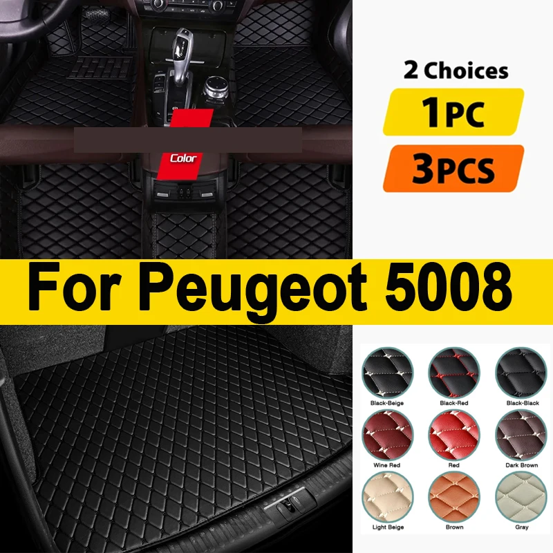 

Автомобильные коврики для Peugeot 5008 P87 2017 ~ 2022, автомобильные роскошные кожаные коврики, прочные коврики, коврики, детали интерьера, автомобильные аксессуары