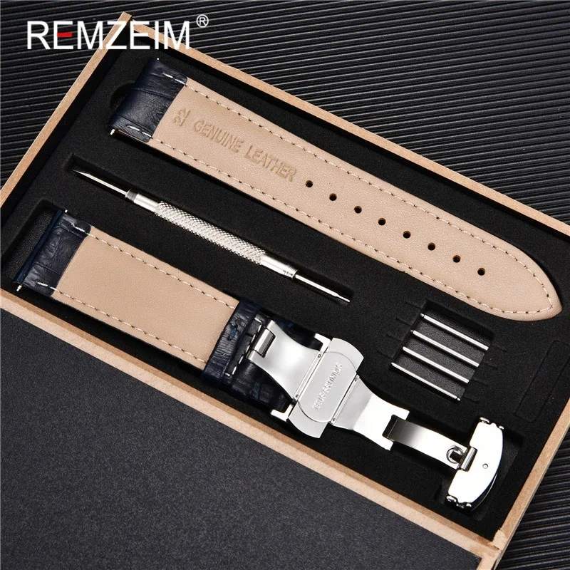Premium Genuine Leather Watch Bands - Elegant Pink, White, Green, Blue