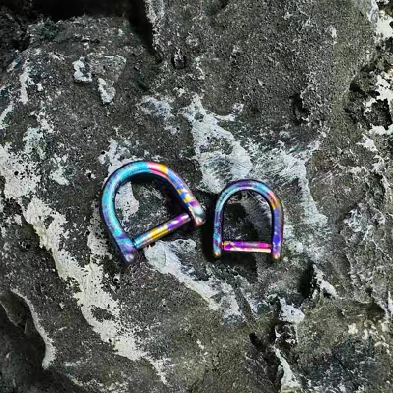 Colored Titanium Horseshoe Buckle Car Key Connection Clasp Mini Lock Catch Outdoor latch key bag removable D-buckle EDC Tool