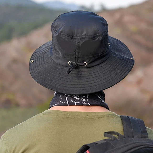 Sun Hats Men Outdoor Wide Brim Anti-UV Beach Caps Women Bucket Hat Summer  Hiking Camping - AliExpress