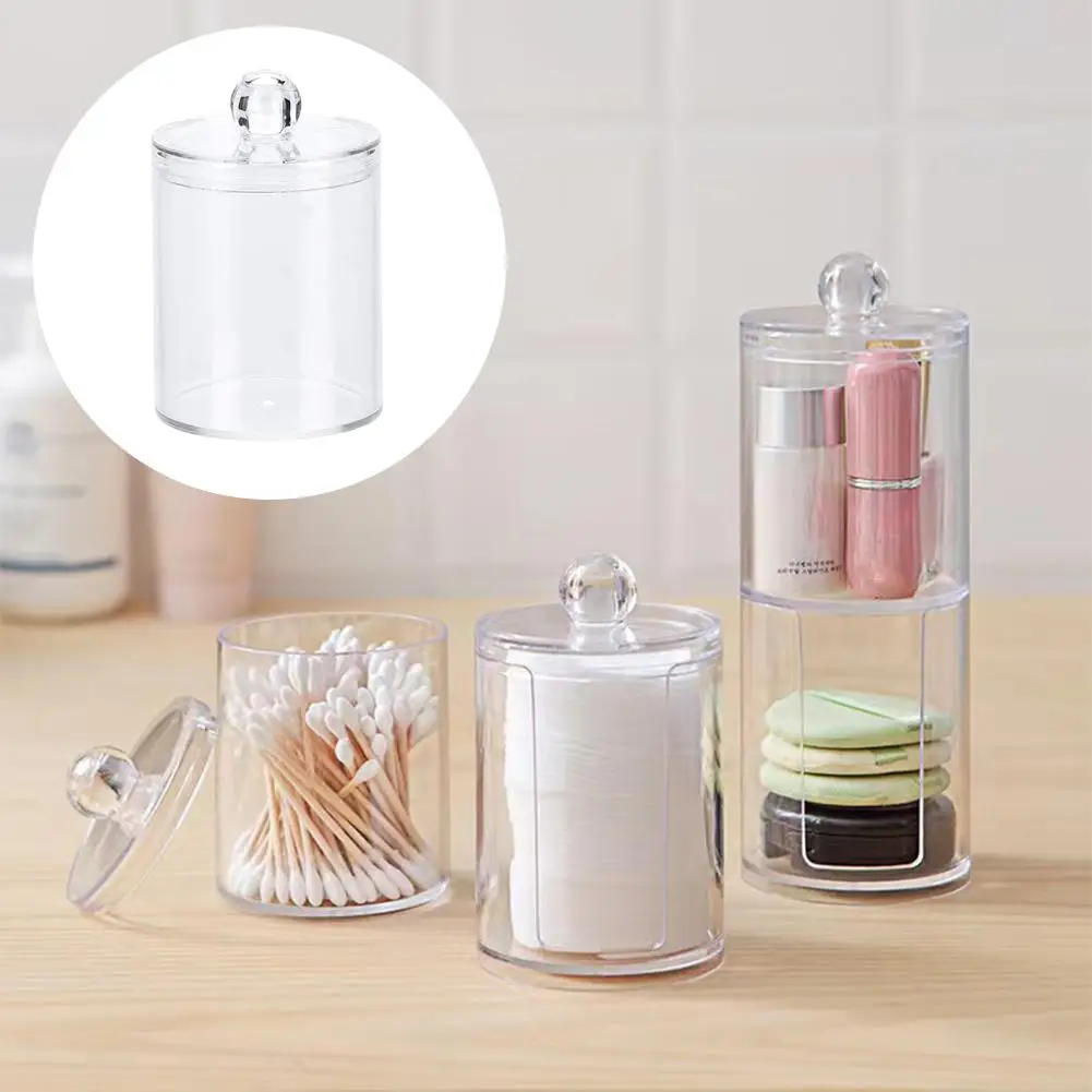 

New Plastic Circular Cotton Swab Box Acrylic Circular Box PS Cotton Combination Storage Transparent Jewelry Box Stackable S B8N1