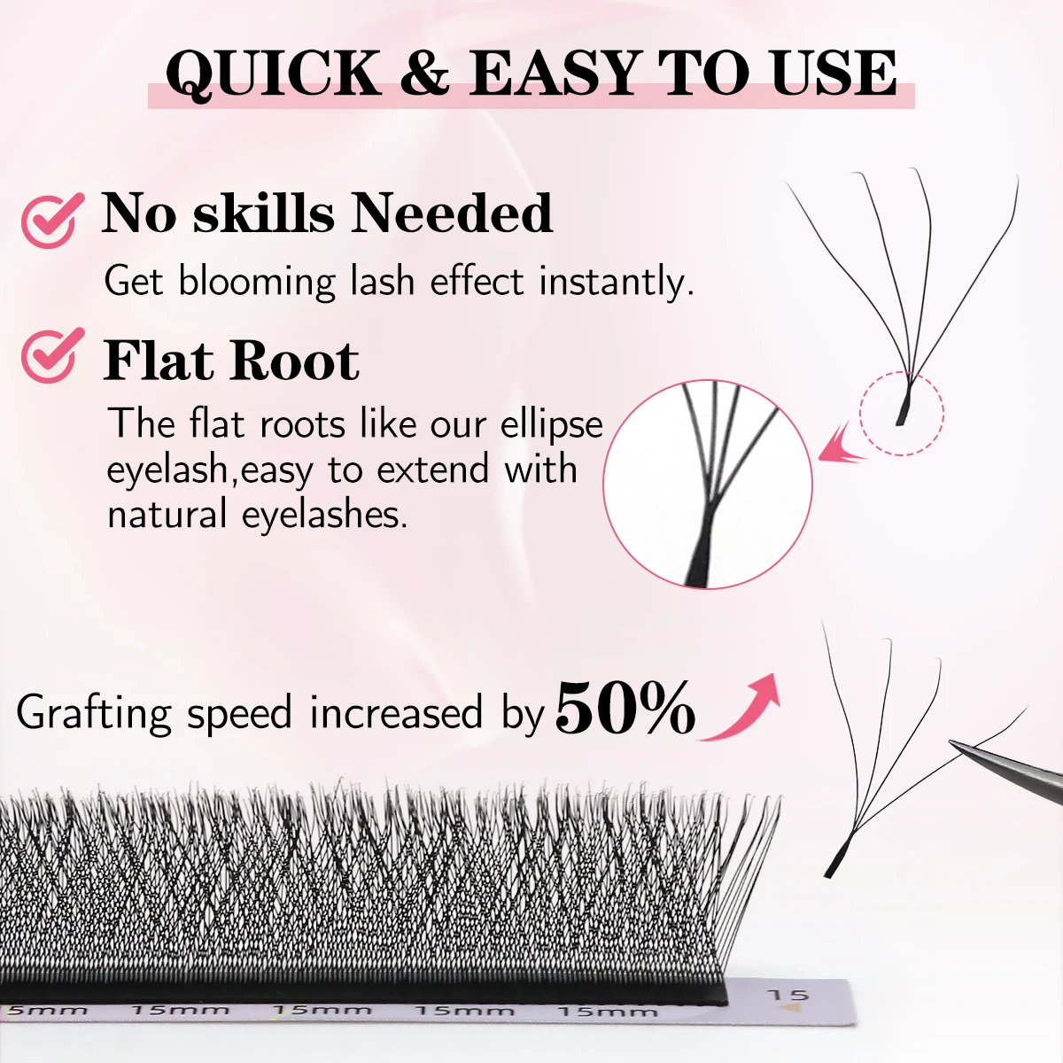 Lashonly 3D 4D 5D 6D W Automatic Flowering Premade Fans Lash Extension Clusters Volume Lashes  Full Dense Natural Soft Grafting 2