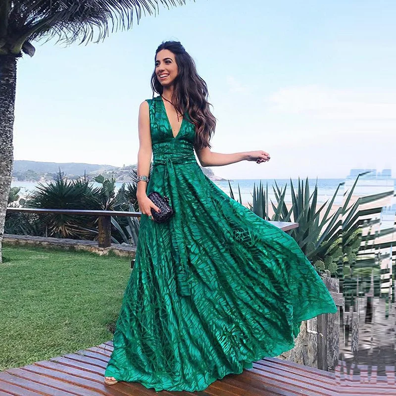 

Вечерние женские платья с кристаллами 2022, летнее сексуальное элегантное облегающее платье без рукавов с глубоким V-образным вырезом, большая свободная юбка-макси, платье на день рождения