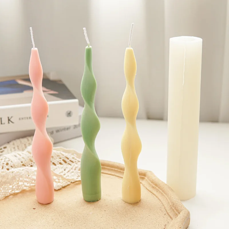 New Spiral Long Rod Candle Silicone Mold Diy Geometric Rotary Shape