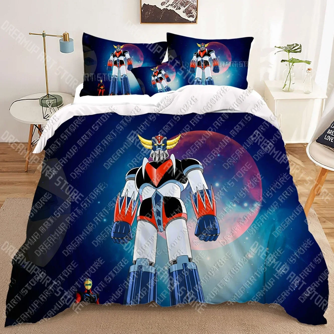 UFO ROBO GRENDIZER GOLDORAK 3D 침구 세트 인쇄 이불 커버 성인_ 어린이 침대 이불 생일 선물 