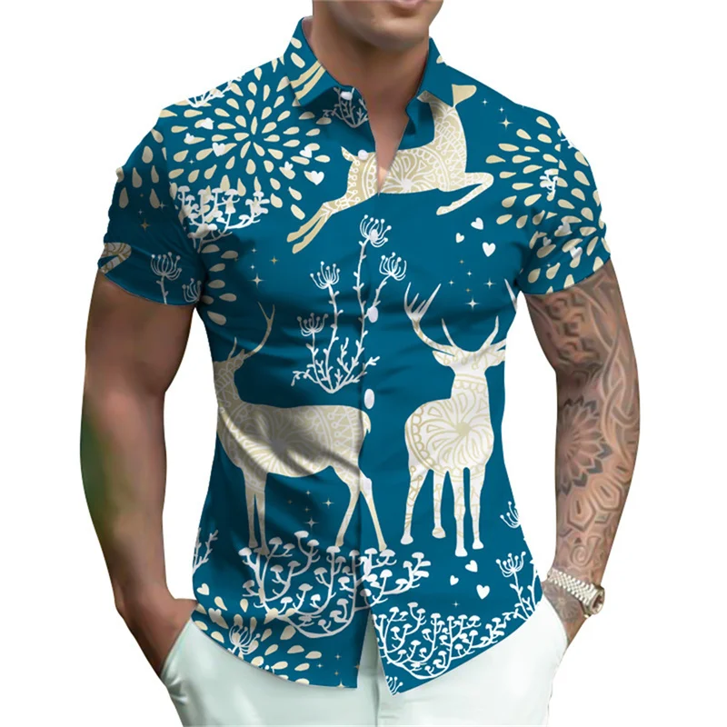thumbnail image 1 of Camisas nuevas de verano 2024 para hombre, blusas cómodas y ajustadas, camisas de manga corta con estampado 3D de lujo, camisas florales de moda urbana, ropa para mujer, 1 of 5