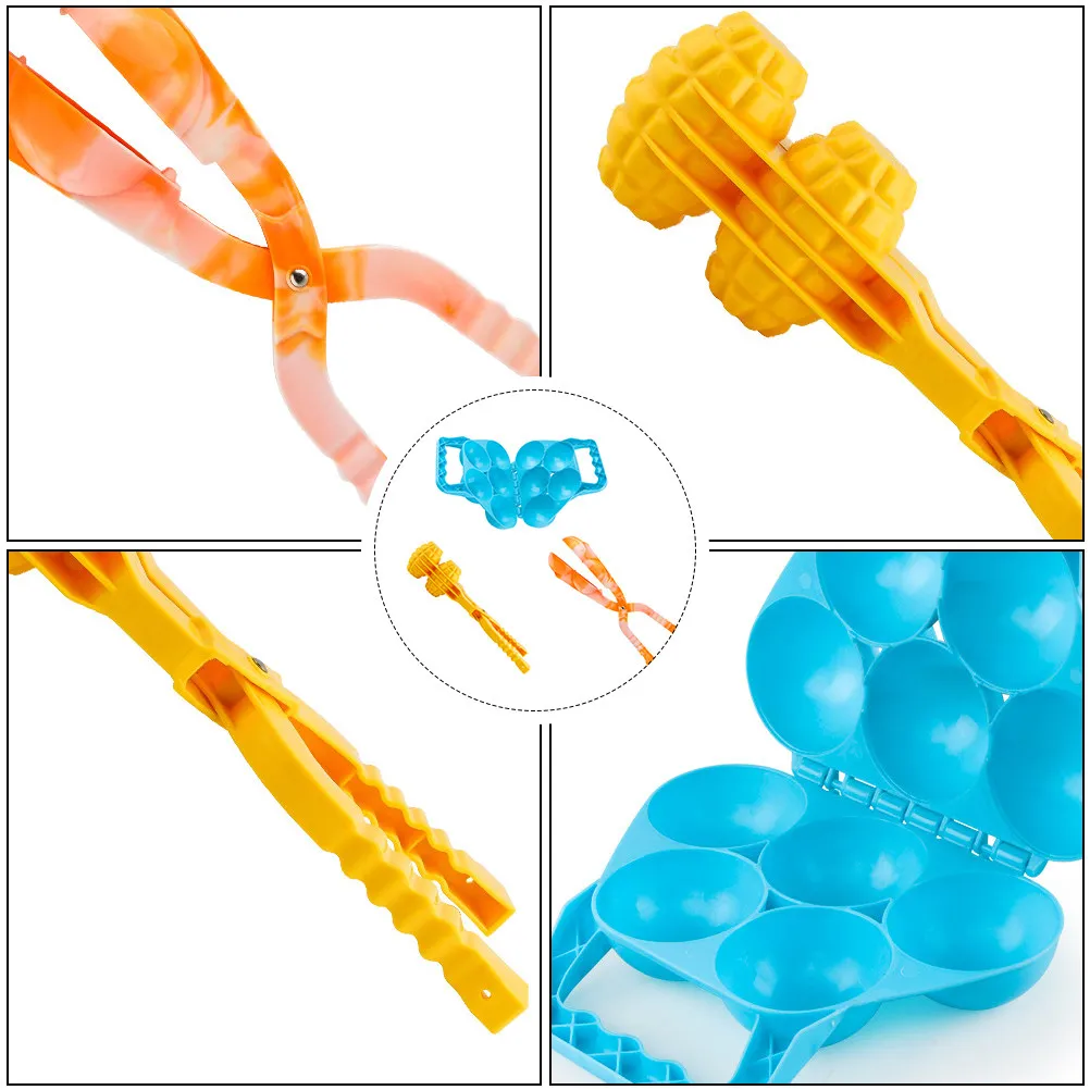어린이를위한 3Pcs 플라스틱 클립 야외 겨울 재미 눈싸움 도구 어린이를위한 빠른 완벽한 제조기 선물 눈