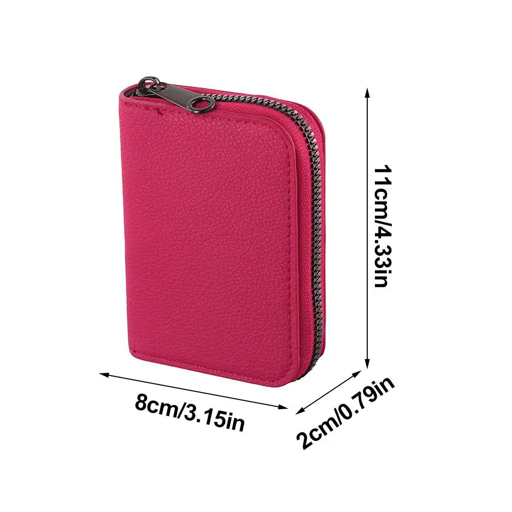 Mehrfach-Kartenhalter Vintage Kleine Geldbörse für Damen und Herren Geschäfts-Bankkarten-Etui Münzbeutel aus Massivem Leder mit Reißverschluss – Detail 25