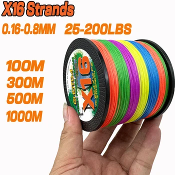 GHOTDA X16 브레이드 낚싯줄, 극도로 강한 물림 방지 와이어 강도 테스트, 해수 위브 코드, 100-1000m, 11.3KG-91KG, 신제품