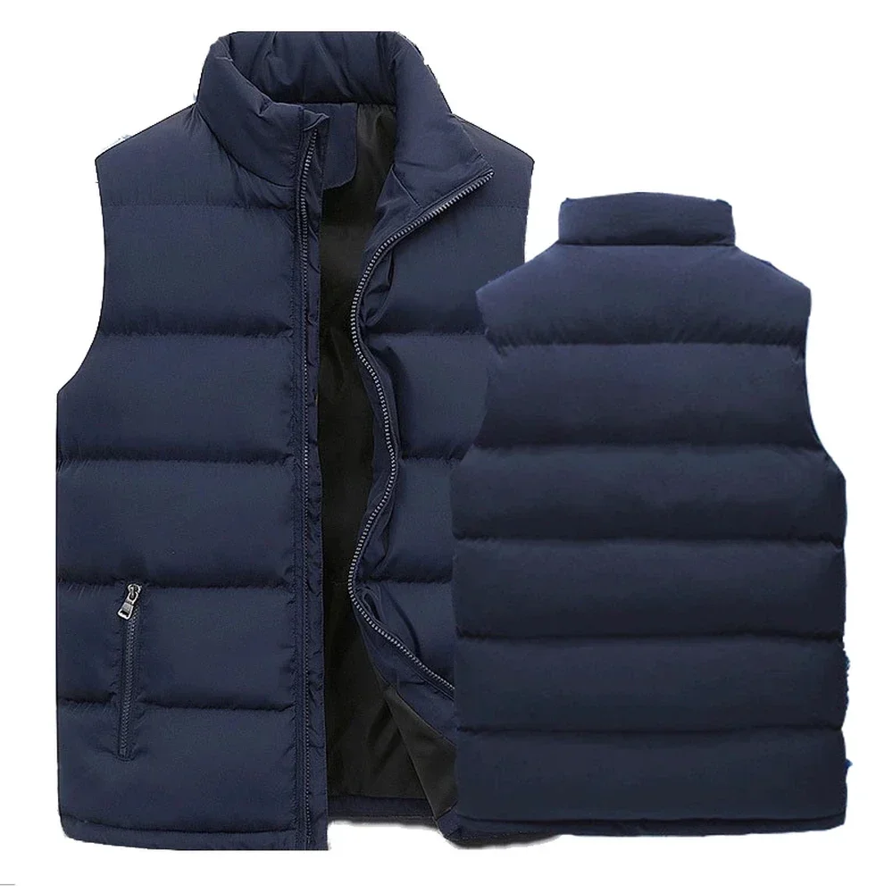 Men Slim Fit Stand Collar Sleeveless Puffer White Vest Jacket Spring Autumn Casual Waistcoat Warm Coat Trends thermal tank top