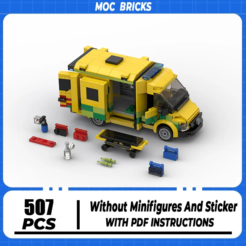 

Moc Building Blocks Belgian Ambulance Car Model Technology Brick Brand-name Vehicle DIY Classic Fire Truck Toy For Gifts