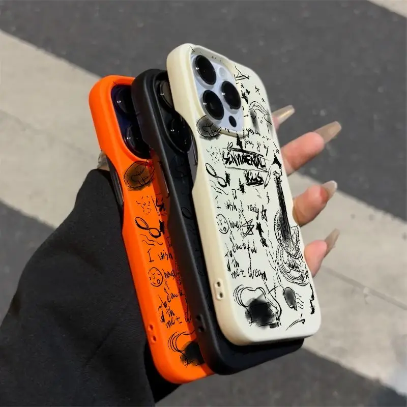 Black Guitar Design Shockproof Silicone Phone Case - Anti-Drop, Borderless, Soft TPU Cover