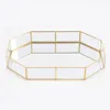 Glass Gold Mirror Tray Gold Multi-purpose Decorative Tray Polygonal Beautiful and Elegant Vanity Tray Bathroom Counter Desktop 1