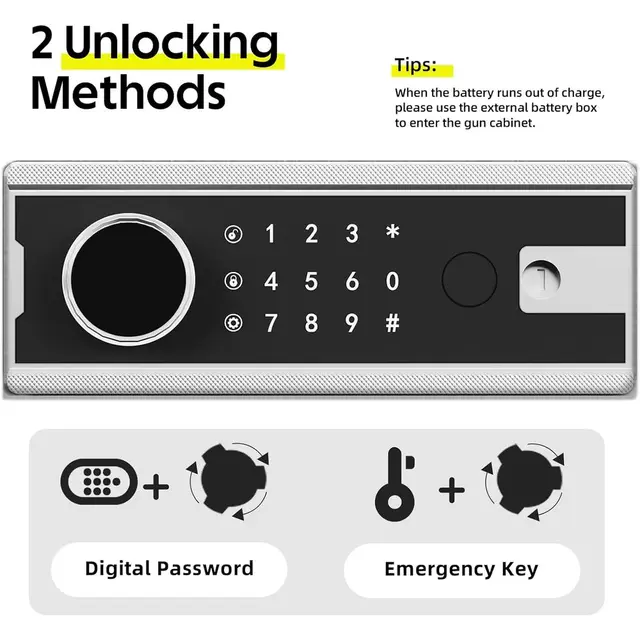 Large Electronic Keypad Gun Cabinet for Home Defense - 8-12 Gun Storage with Adjustable Shelves, Rifle Rack, and Ammunition Stor 5