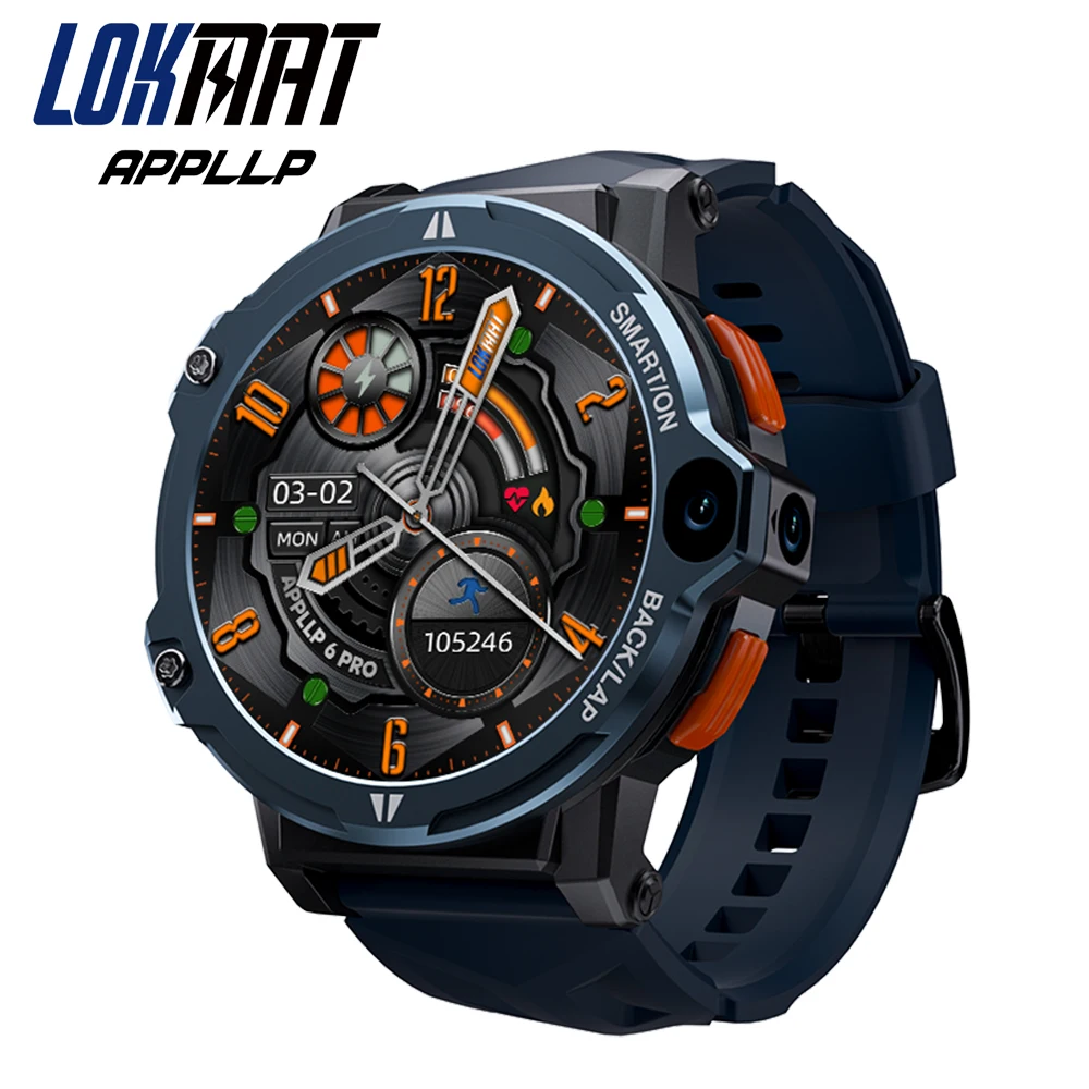 

LOKMAT APPLLP 6 PRO Android Smart Watch Full Round Touch Screen Dual Camera GPS Wifi 4G Network Wacth Phone Heart Rate Monitor