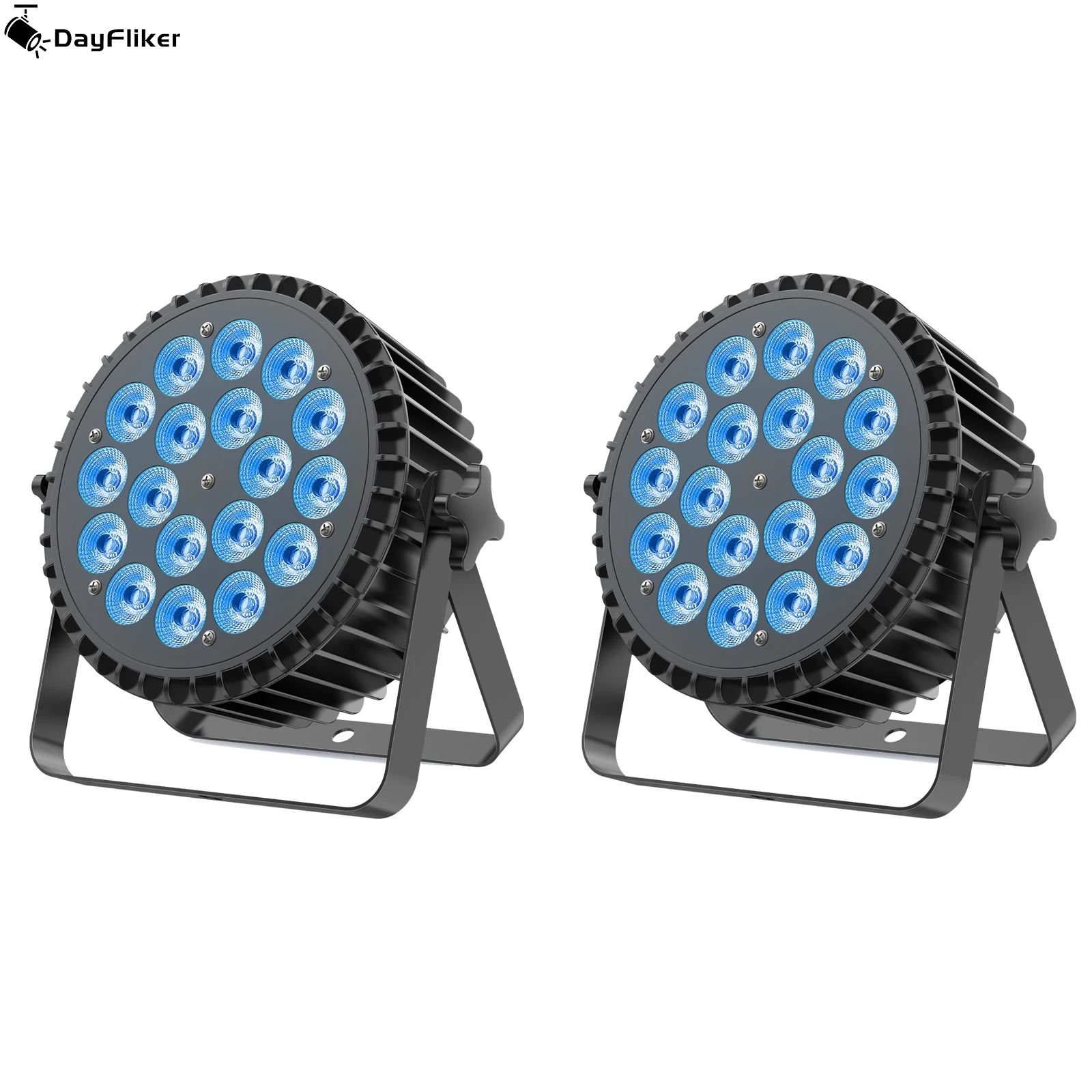 DayFlicker 2Pcs 180W 18 LED Par Stage RGBW Disco Light Party Light With DMX512 Control LED Spotlight For Party Club Bar Wedding