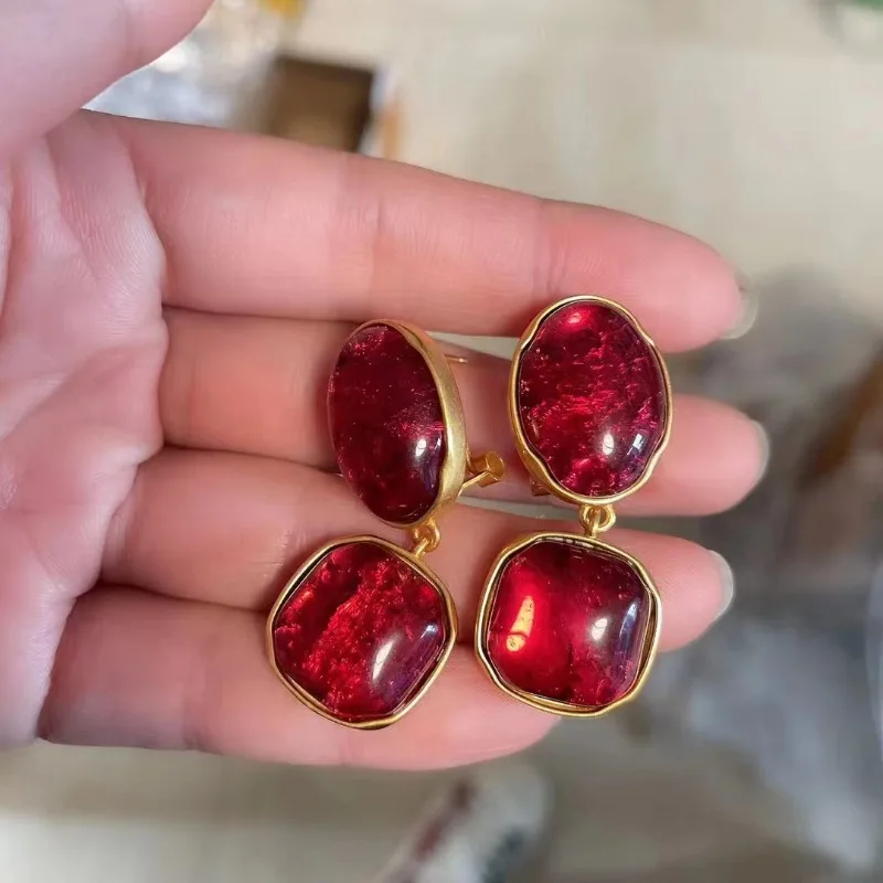 

Timeless Wonder Fancy Geo Broken Ice Stone Stud Earrings for Women Designer Jewelry Punk Runway Gift Brincos Korean Rare 1468