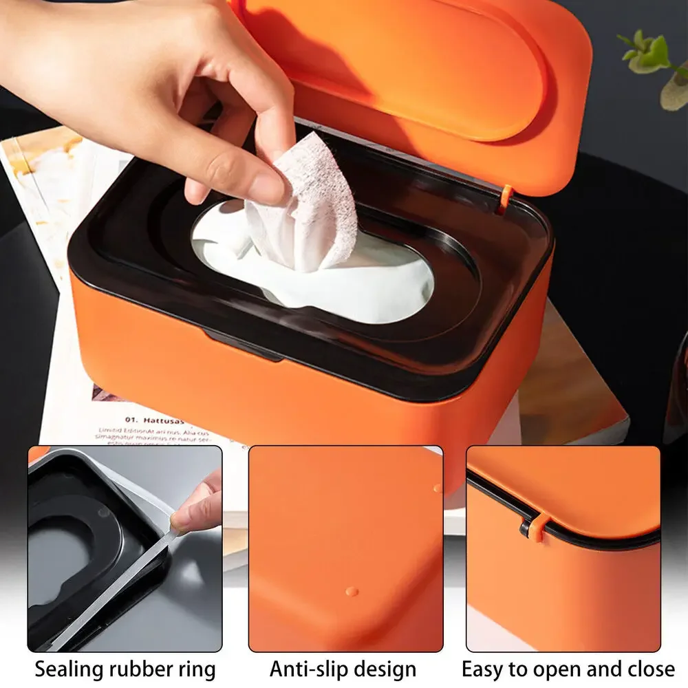 1Pcs Dustproof Wet Tissue Box with Lid Baby Nappy Wet Tissue Storage Holder Dispenser for Home Car Office Paper Organizer wet wipe case,baby wipe case,wet wipes case,tissue dispenser,tissue box,wet wipes box